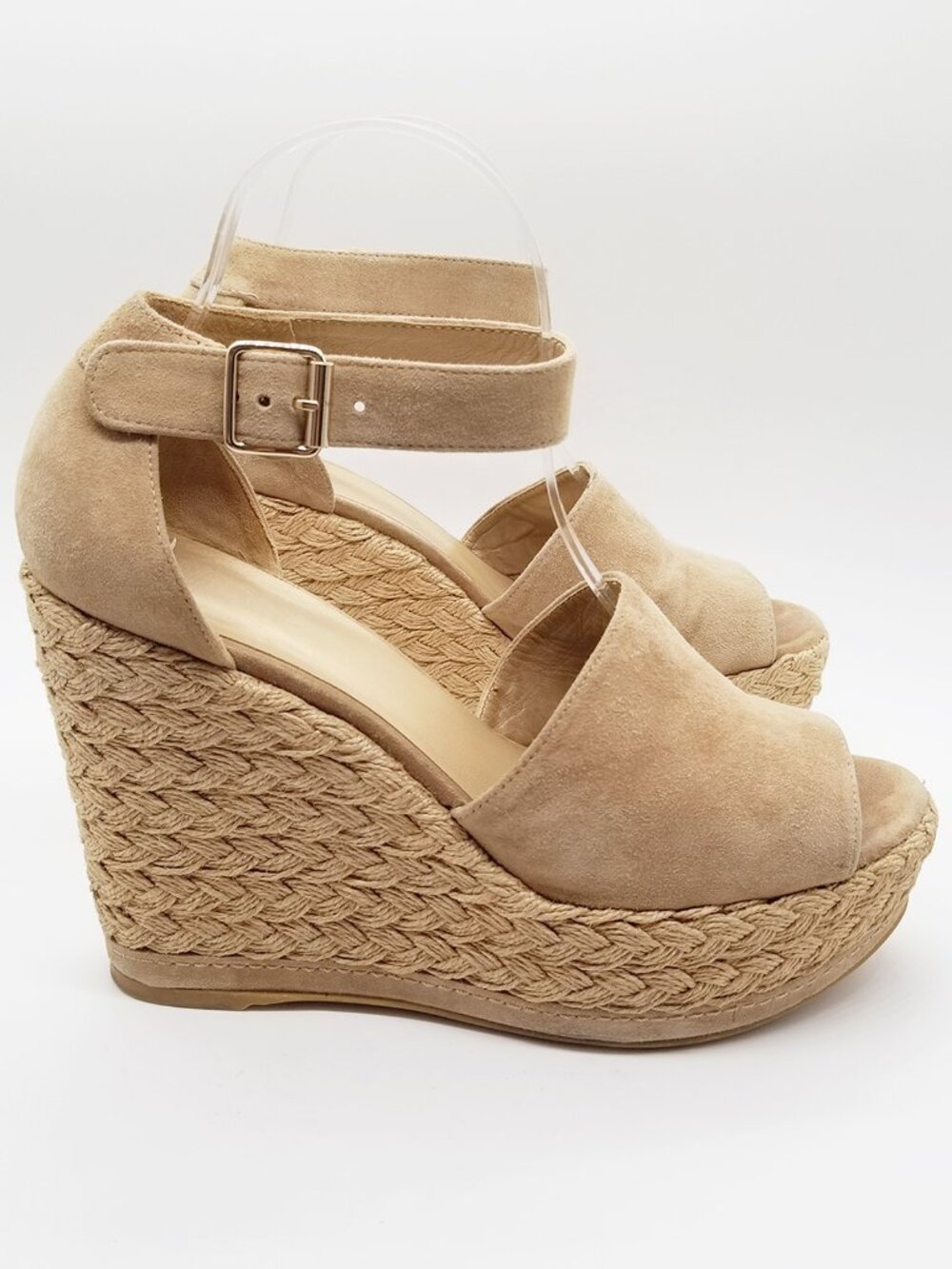 Stuart Weitzman Sohojute Wedge Sandal Espadrille Mojave Suede Tan Size 9M $455 - Picture 8 of 16